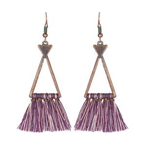 Copper Purple Tassel Triangle Earrings NWT